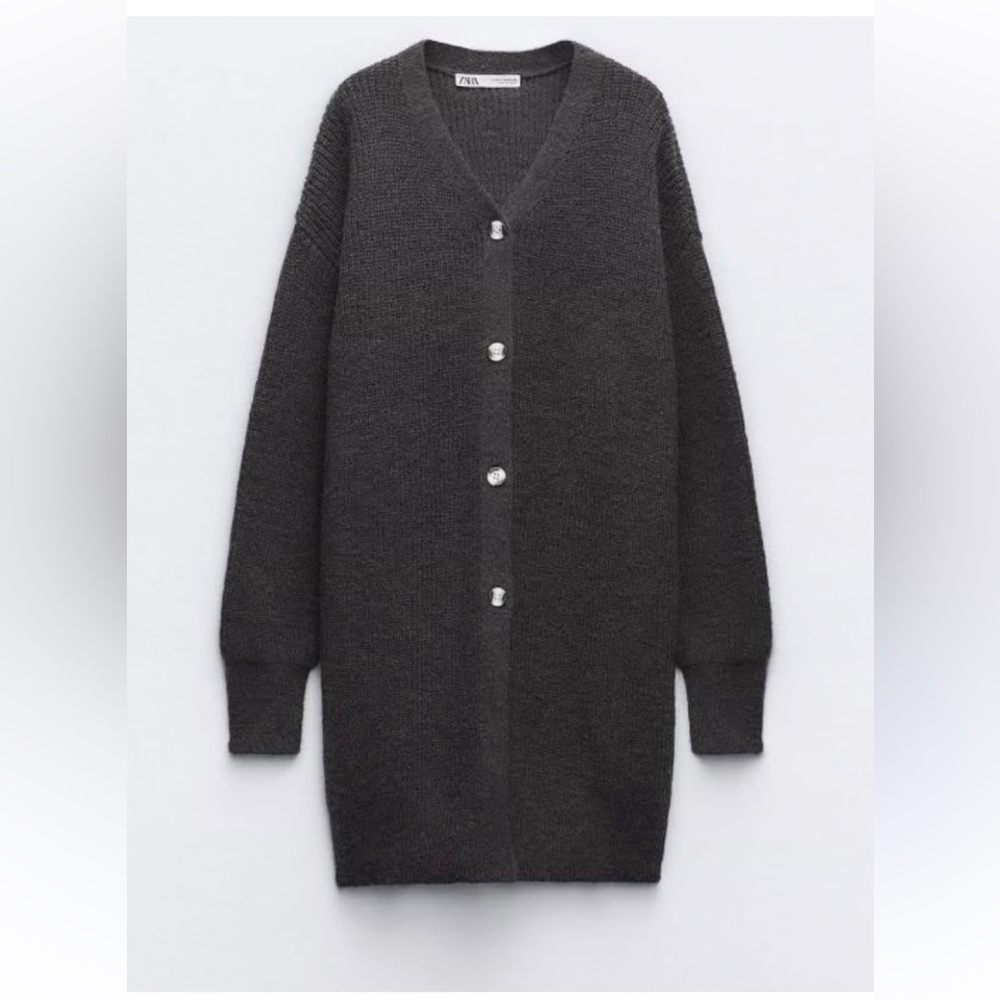 Zara Black Cardigan Sweater V-Neck Knit